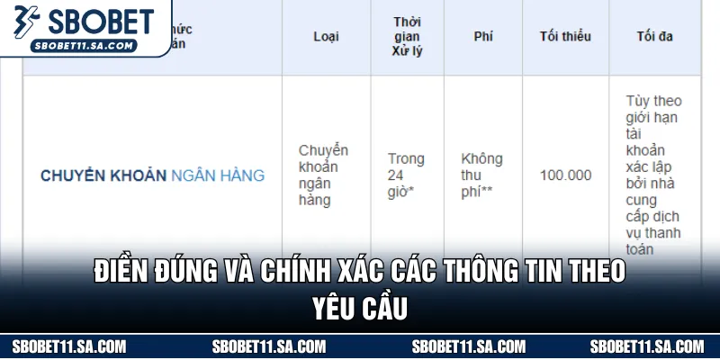 Điền đúng và chính xác các thông tin hệ thống yêu cầu vào form 