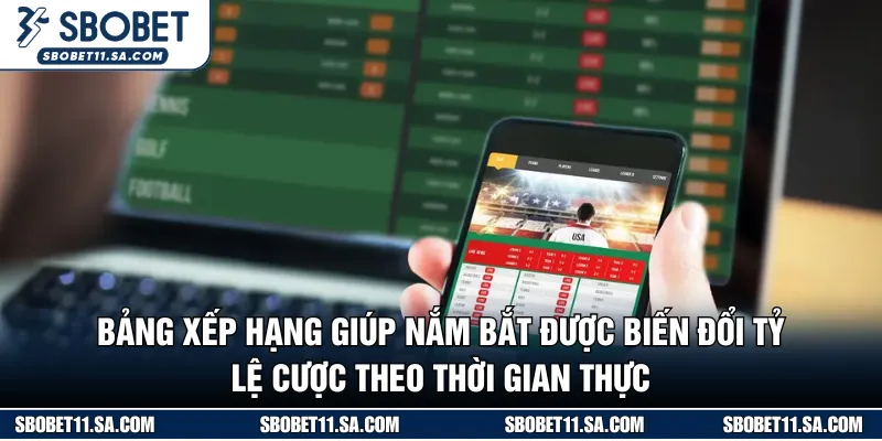 Nhanh nắm bắt được biến động các đội bóng theo thời gian thực 
